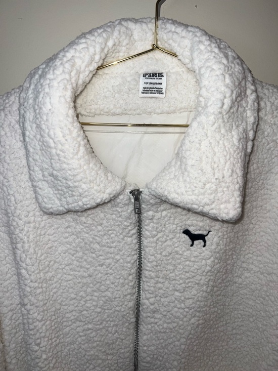 PINK Victoria’s Secret Oversized White Sherpa Teddy Jacket Small - Picture 4 of 14